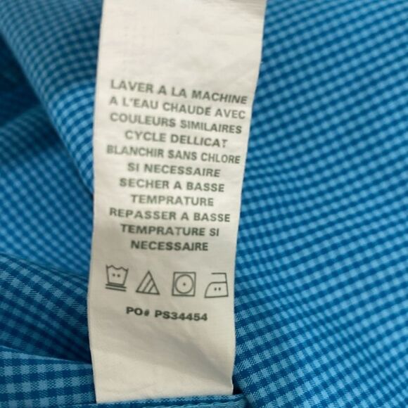 Perry Ellis Men's Slim Fit Short Sleeve Button Down Collared Shirt In Blue Large - Picture 8 of 11